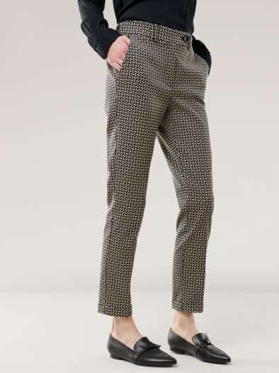 Kombi Jacquardhose Schwarz/Safaribeige