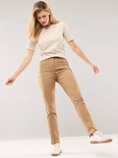 Extraglatt Baumwollhose Sand