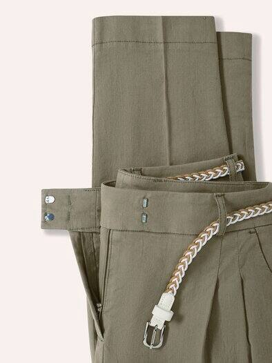 Bundfaltenhose aus Leinenmix Khaki