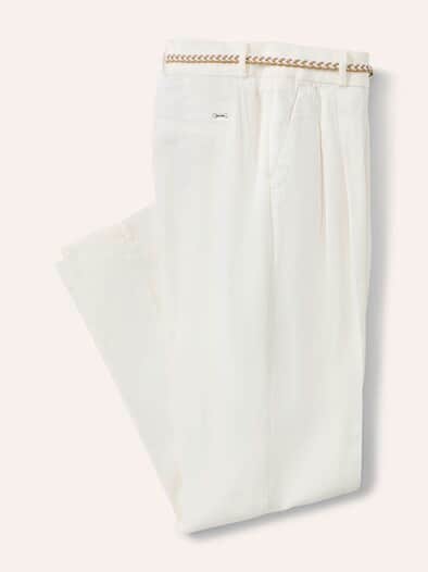 Bundfaltenhose aus Leinenmix Offwhite