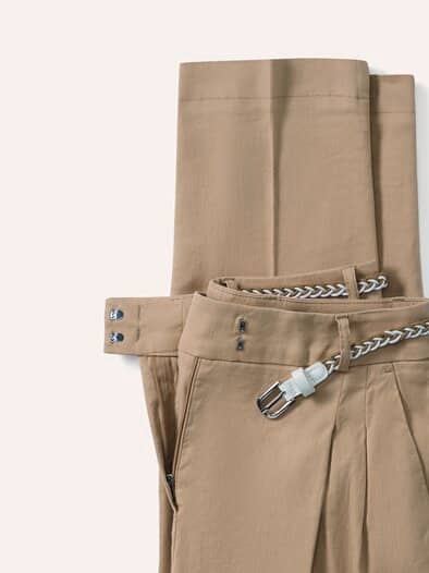 Bundfaltenhose aus Leinenmix Sand
