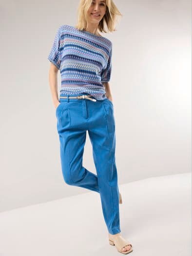 Bundfaltenhose aus Leinenmix Königsblau