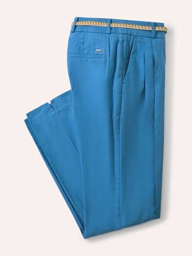 Bundfaltenhose aus Leinenmix Königsblau