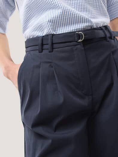Bundfaltenhose aus Baumwollmix Nachtblau