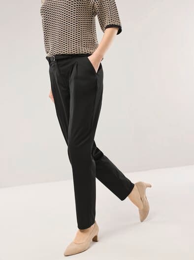 Bundfaltenhose aus Baumwollmix Schwarz