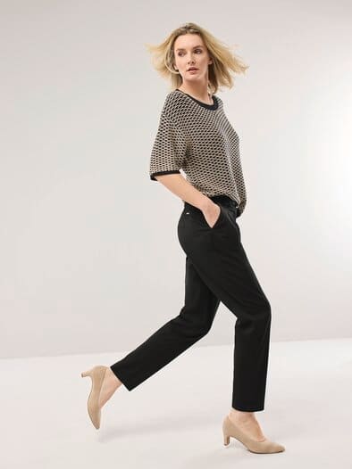 Bundfaltenhose aus Baumwollmix Schwarz