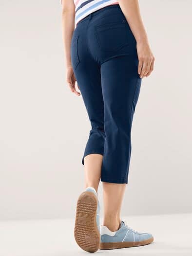 Capri aus Baumwollmix Marine