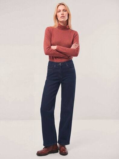 5 Pocket Jeans mit weitem Bein Rinsed