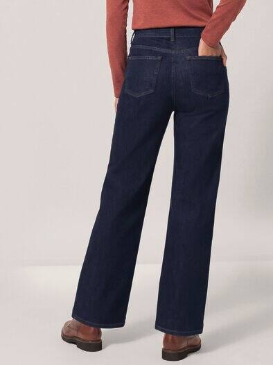 5 Pocket Jeans mit weitem Bein Rinsed
