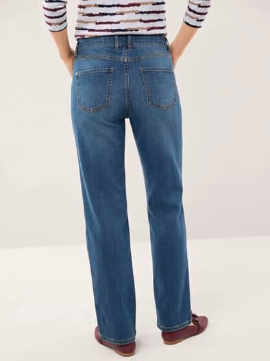 5 Pocket Jeans mit weitem Bein Blue Stoned