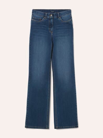 5 Pocket Jeans mit weitem Bein Blue Stoned