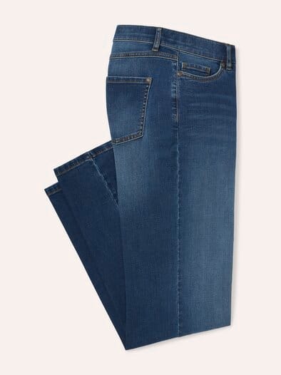 5 Pocket Jeans mit weitem Bein Blue Stoned