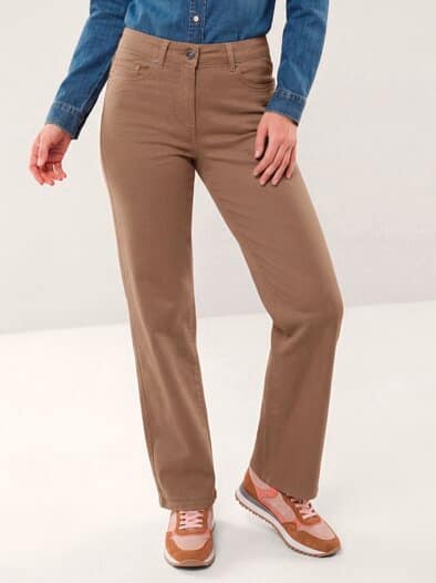 5 Pocket Jeans mit weitem Bein Praline