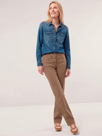 5 Pocket Jeans mit weitem Bein Praline