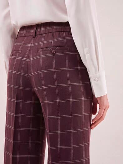 Marlene Hose aus Premium Flanell Karo Merlot