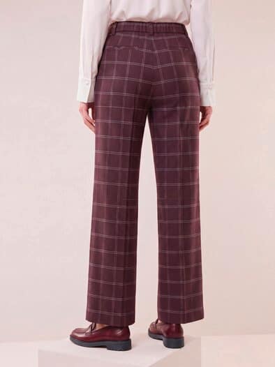 Marlene Hose aus Premium Flanell Karo Merlot