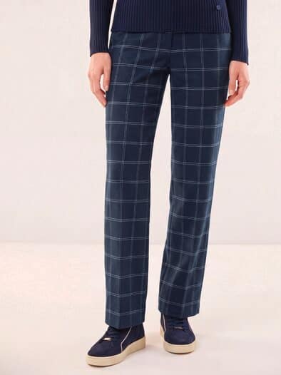 Marlene Hose aus Premium Flanell Karo Nachtblau