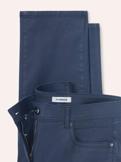 Five Pocket Hose Lederoptik Nachtblau