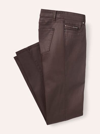 Five Pocket Hose Lederoptik Kaffee