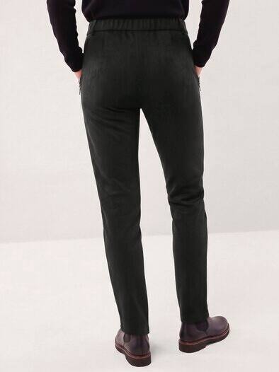 Suede Hose aus elastischem Material Schwarz