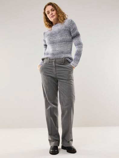 Marlene Hose aus weichem Cord Mittelgrau