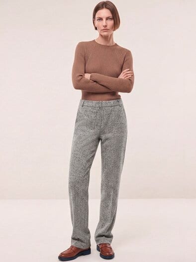 Hose aus Fischgrad Jersey Grau/Creme
