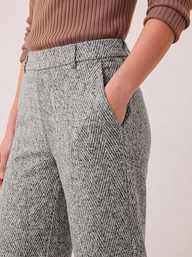 Hose aus Fischgrad Jersey Grau/Creme