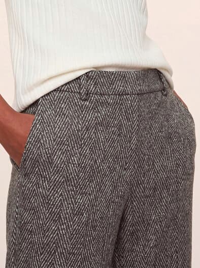 Hose aus Fischgrad Jersey Braun/Grau