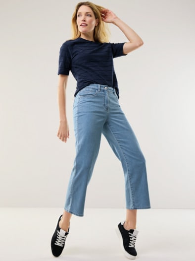 Light Denim Culotte Bleached