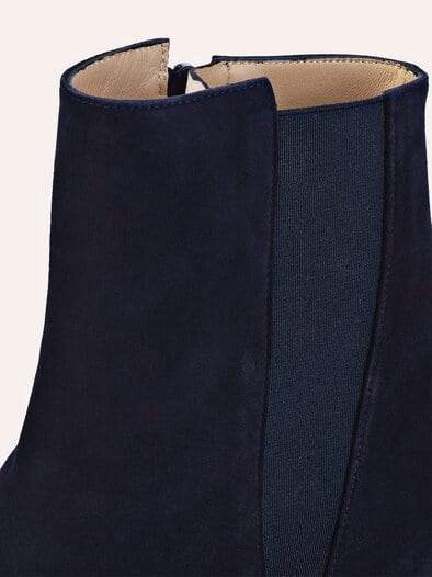 Velours Stiefelette Nachtblau