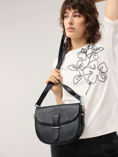 Leder Handtasche Schwarz