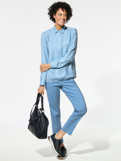 Easycare Blouson-Bluse Skyblue