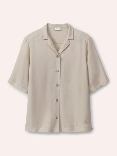 Reverskragen Bluse Leinenmix Natur