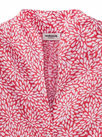 Extraglatt-Bluse Kelchkragen Minimal Koralle