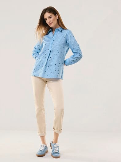 Extraglatt Polo Bluse Minimal Skyblue