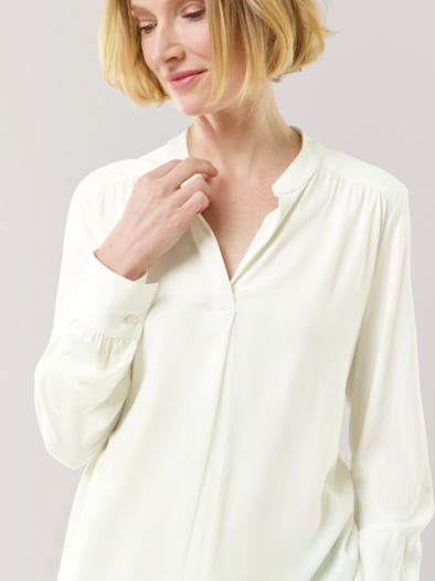 Easy Care Viskose Bluse Uni Weiß