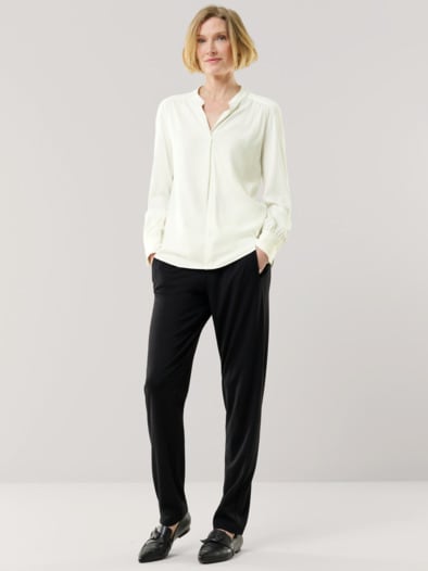 Easy Care Viskose Bluse Uni Weiß