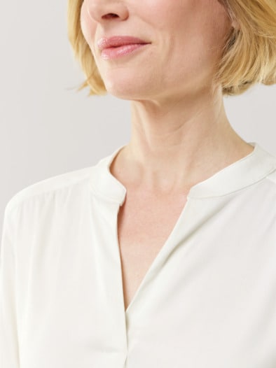 Easy Care Viskose Bluse Uni Weiß