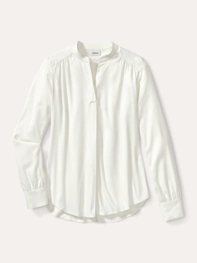 Easy Care Viskose Bluse Uni Weiß