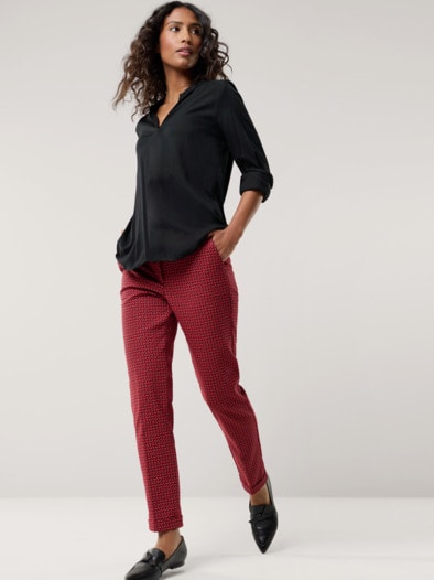 Easy Care Viskose Bluse Uni Schwarz