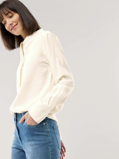Easy Care Crincle Bluse Offwhite