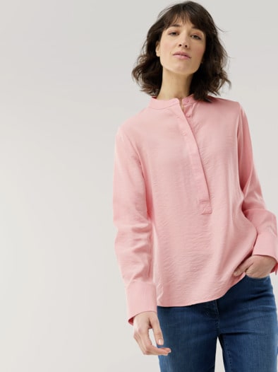 Easy Care Crincle Bluse Rosenholz