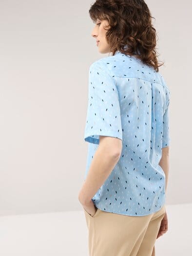 Extraglatt Polo Bluse Minimal Skyblue