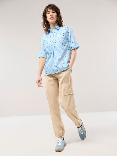 Extraglatt Polo Bluse Minimal Skyblue