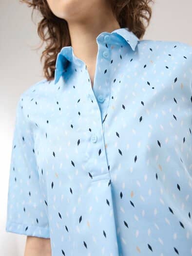 Extraglatt Polo Bluse Minimal Skyblue