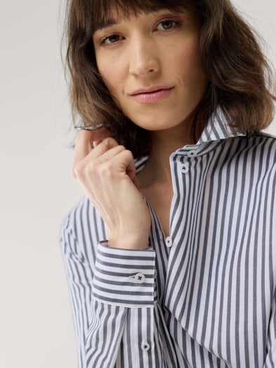Baumwoll Bluse Perfect Match Streifen Marine