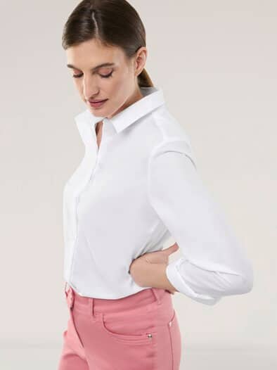 Extraglatt Baumwoll-Bluse Weiß