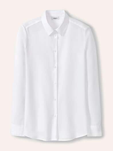 Extraglatt Baumwoll-Bluse Weiß