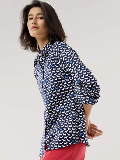 Extraglatt Baumwoll-Bluse Scotch Blau