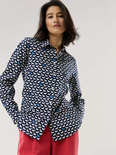 Extraglatt Baumwoll-Bluse Scotch Blau